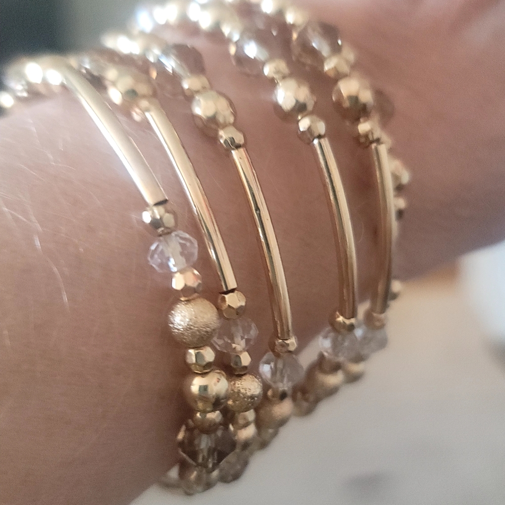 Chic Gold Beaded Bracelet Set
